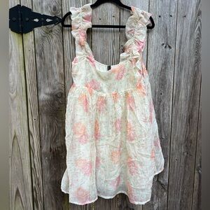 H&M DIVIDED White Floral Ruffle Strap Dress Women’s Medium NWT NEW